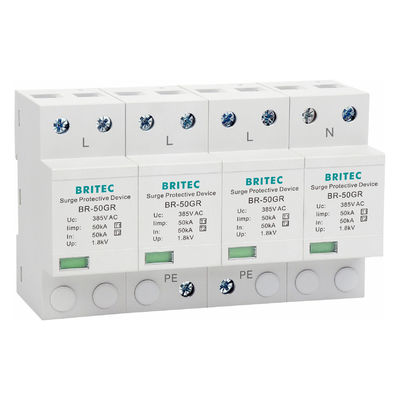 دستگاه حفاظت در برابر نوسان برق 50kA BRITEC با تأییدیه TUV/CE/ROHS با موج‌گیر صاعقه 10/350 SPD