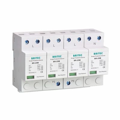 25KA T1 Surge Protector 4P Surge Protection Device نوع 1+2+3