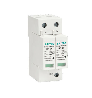BR-20 2P 20kA نوع 2 دستگاه حفاظت از نوسانات تک فاز رعد و برق صاعقه گیر Spd دستگاه محافظ برق AC تک فاز