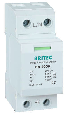 BR-50GR 1P 50kA نوع 1 دستگاه محافظ سرج Ac Din Rail Surge Rerester SPD