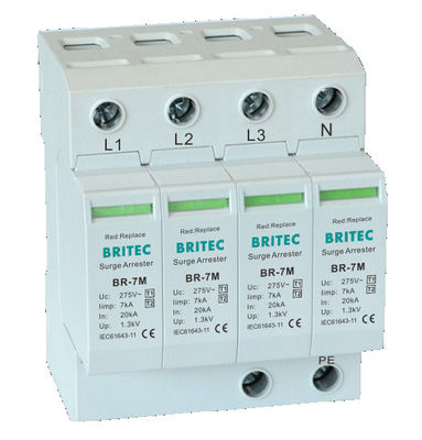 BR-7M 4P T1+T2 Surge Arrester B+C Spd Surge Protection Device type1 3 phase power surge protection spd Ü-Ableiter دستگاه حفاظت از افزایش قدرت از نوع 3 فاز