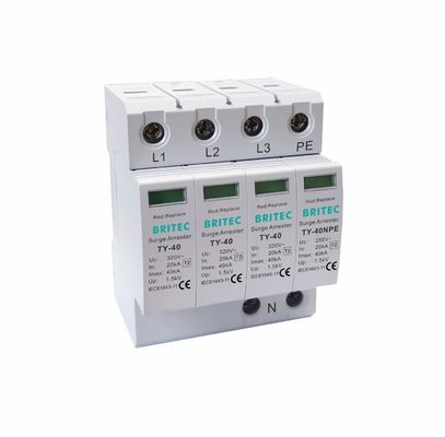 TY-40 3+1 MOV دستگاه محافظت از افزایش قدرت با 40kA تخلیه جریان و UL94-V0 محیط ترموپلاستیک