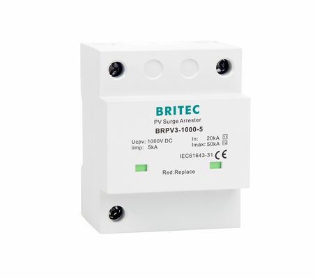 BRPV3-1000-5 T1 50kA DC 1000V 5kA نوع 1+2 محافظ برق PV دستگاه حفاظت برق خورشیدی T1 T2 dc SPD SPD فتوولتائیک