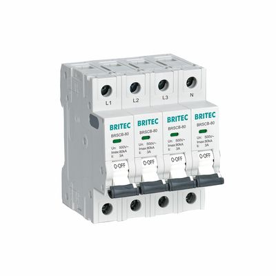 BRSCB-80 4P Surge Protection Device Class II 80KA مخصوص پشتیبان گیری MCB که به طور خاص برای Surge Arrester SCB طراحی شده است