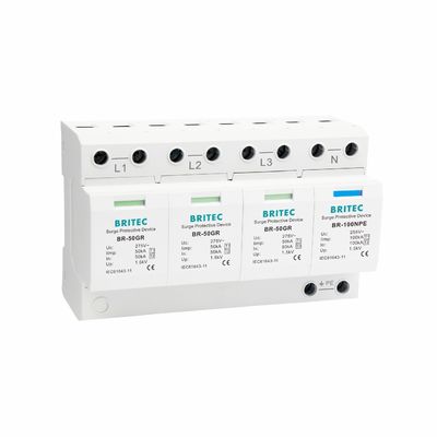 محافظ موج TUV BR-50GR 3P+N کلاس 1 AC SPD 50ka قابل تعویض نوع 1 spd TUV محافظ رعد و برق spd کلاس 1 spd محافظ موج نوع 1