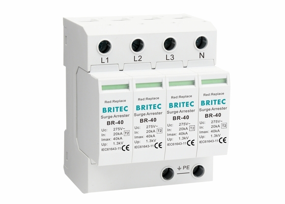 حفاظت صاعقه نوع 2 کلاس II SPD 40Ka 4 Pole Surge Protection