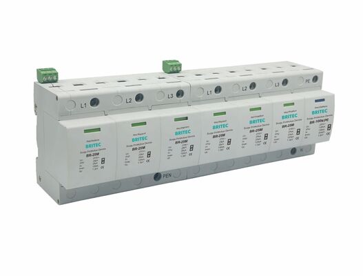 BR-25M 275 6+1 نوع 1+2 دستگاه محافظت از افزایش انرژی با حفاظت 25kA و محفظه ترموپلاستیک UL94-V0
