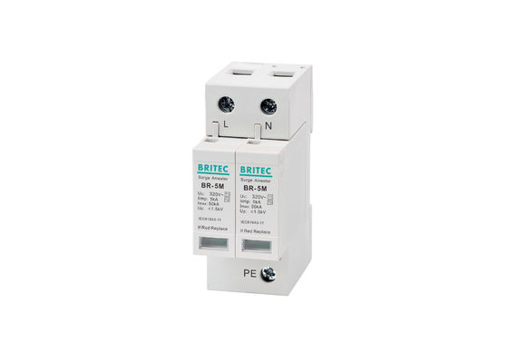 BR-5M 320V 2P SPD تک فاز با 5kA نوع 1 + نوع 2 دستگاه محافظت از افزایش DIN Rail Mount