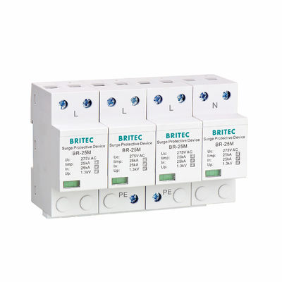 برق گیر BR-25M 4P 25kA نوع 1 تندرگیر SPD کلاس 1 برقگیر قابل اتصال برقگیر چین صاعقه گیر