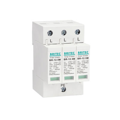 BR-12.5M 3P نوع 1 12.5kA 3 مرحله دستگاه محافظ افزایش SPD Arrester 12.5ka فشار فشار صنعتی