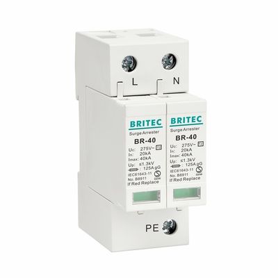 BR-40 2P 40kA 275V نوع 2 تک فاز TVSS SPD حفاظت از نوسانات دستگاه حفاظت در برابر صاعقه