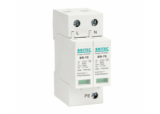 70kA نوع 2 دستگاه حفاظت از افزایش DIN ریل نصب شدنی افزایش گیرنده IEC 61643-11 مطابق