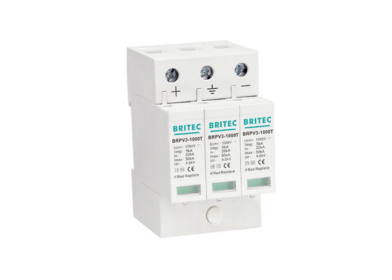 برقگیر نوع DC PV ترمالپلاستیک 1+2 SPD 3P 5kA دستگاه محافظ برق 1000 ولت