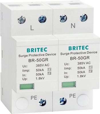 BRITEC BR-50GR 275 2P Spd 50kA Type 1 Protection Surge Protection Device Ac Din Rail Surge Rerester محافظ رعد و برق