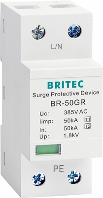 BRITEC BR-50GR 275 2P Spd 50kA Type 1 Protection Surge Protection Device Ac Din Rail Surge Rerester محافظ رعد و برق
