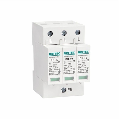 BR-40 2P 40kA نوع 2 دستگاه حفاظت در برابر برق گرفتگی تک فاز SPD حفاظت صاعقه گیر