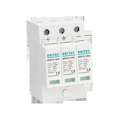 BRPV3-1000 T1 12.5kA PV Surge Arrester 50ka DC 1000V Spd محافظت از افزایش خورشیدی t1 t2 dc فتوولتکی