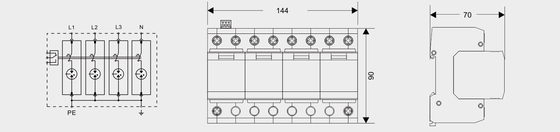 BR-25GR 4P SPD حفاظت از رعد و برق DIN Rail 35 میلی متر ac spd