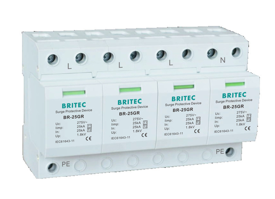 BR-25GR 1+1 حفاظت در برابر صاعقه 25 کیلو آمپری نوع 1 دستگاه حفاظت از برق گرفتگی برقگیر spd t1