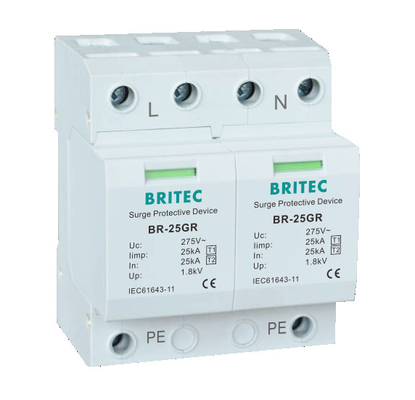 BR-25GR 1+1 رعد و برق 25 کیلو آمپر نوع 1 حفاظت از ولتاژ دستگاه حفاظت از رعد و برق spd
