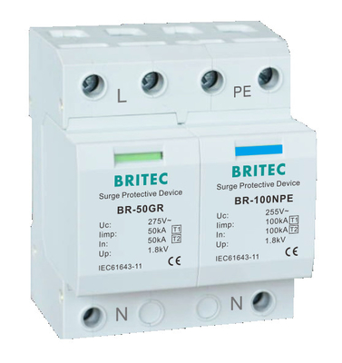 TUV BR-50GR 5kA دستگاه های حفاظت از افزایش 3 فاز Spd نوع 1 گرفتگی رعد و برق سرکوب ولتاژ موقت