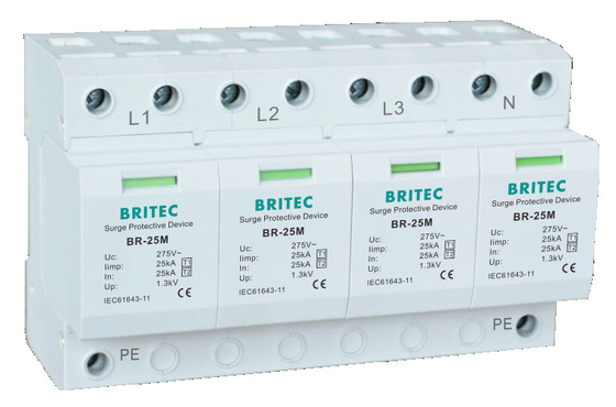 BR-25M 4P نوع 1 دستگاه حفاظت از افزایش برق محافظت از برق Varistor SPD محافظت از برق