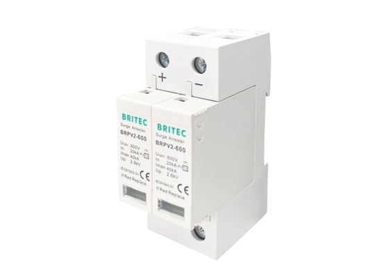 DC600V 2P 40KA فتوولتائیک PV برقگیر نوع 2 محافظ صاعقه ولتاژ پایین