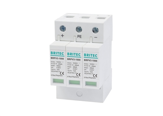 PV 1000V 20ka 40kA ولتاژ پایین 3 قطبی محافظ نوسان ضد شعله