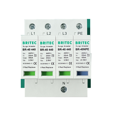 BR-40 440 3+1P نوع 2 دستگاه محافظت از افزایش قدرت محافظت از قدرت نگهدارنده رعد و برق محافظ رعد و برق