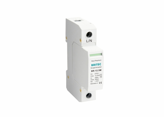 کلاس I+II Iimp 12.5ka Spd گرفتگی برق 1p محافظت از افزایش ولتاژ کم