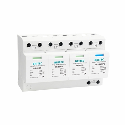 BR-50GR 3P + 1 دستگاه محافظت از افزایش قدرت کلاس 1 محافظ رعد SPD spd 50ka