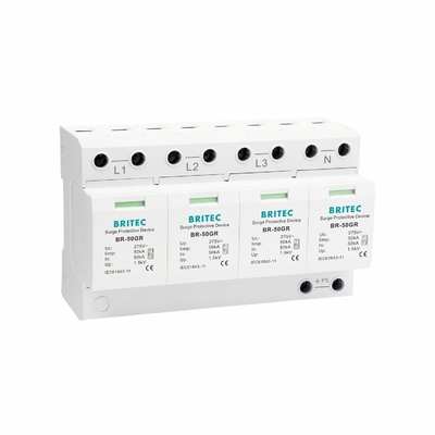 BR-50GR 3P + 1 دستگاه محافظت از افزایش قدرت کلاس 1 محافظ رعد SPD spd 50ka