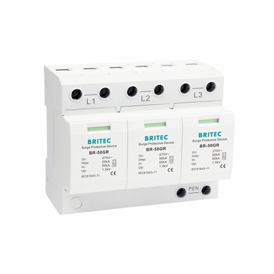 TUV BR-50GR 5kA دستگاه های حفاظت از افزایش 3 فاز Spd نوع 1 گرفتگی رعد و برق سرکوب ولتاژ موقت
