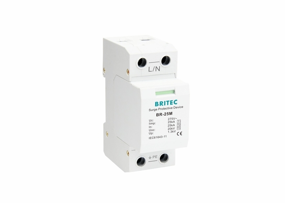 نوع 1+2+3 دستگاه های محافظ در برابر ضربه 25kA 1 Pole AC Surge Protector