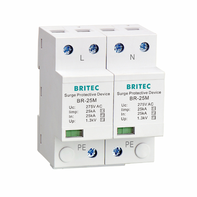 BR-25M 2P Lightning T1+T2 Surge Resterer B+C SPD 25kA محافظ رعد و برق spd