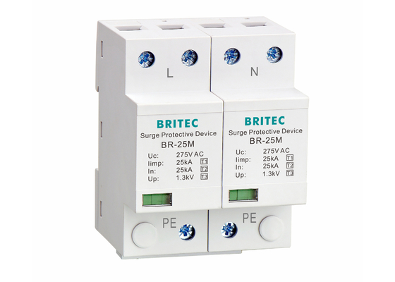 نوع 1+2+3 25kA 275V SPD 2 قطب نوع 1 محافظ افزایش برق حفاظت از صاعقه