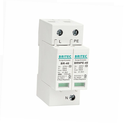 BR-40 1P+1 40kA نوع 2 حفاظت در برابر ولتاژ برقگیر دستگاه حفاظت از صاعقه تک فاز Singel spd