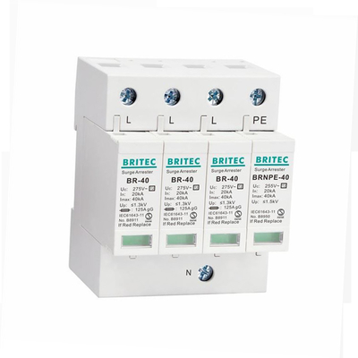 BR-40 1P+1 40kA نوع 2 حفاظت در برابر ولتاژ برقگیر دستگاه حفاظت از صاعقه تک فاز Singel spd
