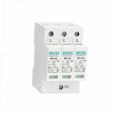 BR-40 1P+1 40kA نوع 2 حفاظت در برابر ولتاژ برقگیر دستگاه حفاظت از صاعقه تک فاز Singel spd