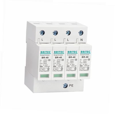 BR-40 1P+1 40kA نوع 2 حفاظت در برابر ولتاژ برقگیر دستگاه حفاظت از صاعقه تک فاز Singel spd