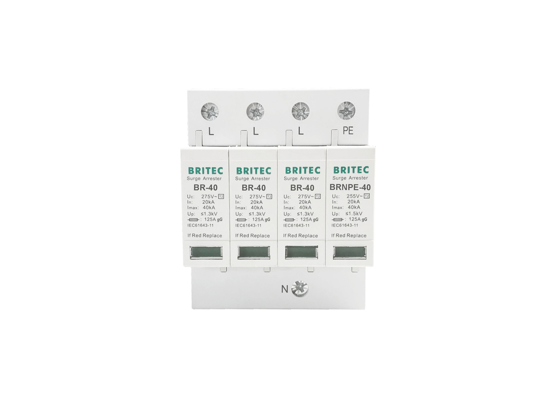 40kA 275V/255V دستگاه حفاظت از افزایش SPD صنعتی DIN Rail 3 Phase Type 2