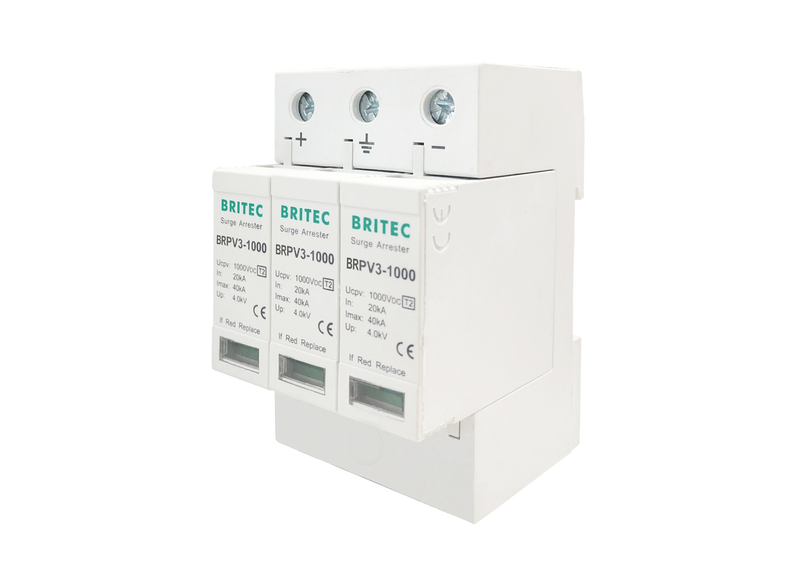 نوع 2 1000V 40ka Pv Surge Arrester SPD با گواهینامه TUV IEC61643-31
