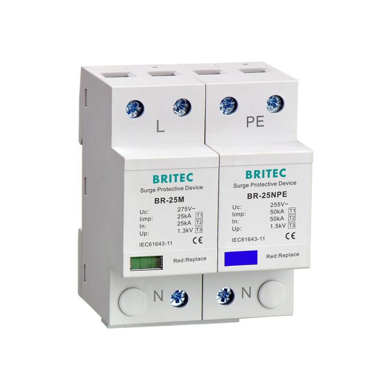 25kA قدرت نوع 1 محافظ افزایش برق BR-25M 1+1 ولتاژ پایین 275V/255V
