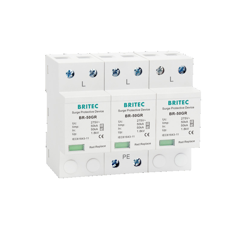 BR-50GR 275 3P Spd Ac Type 1 Device Protective Surge Lightning Rerester T1 T2 سه فاز
