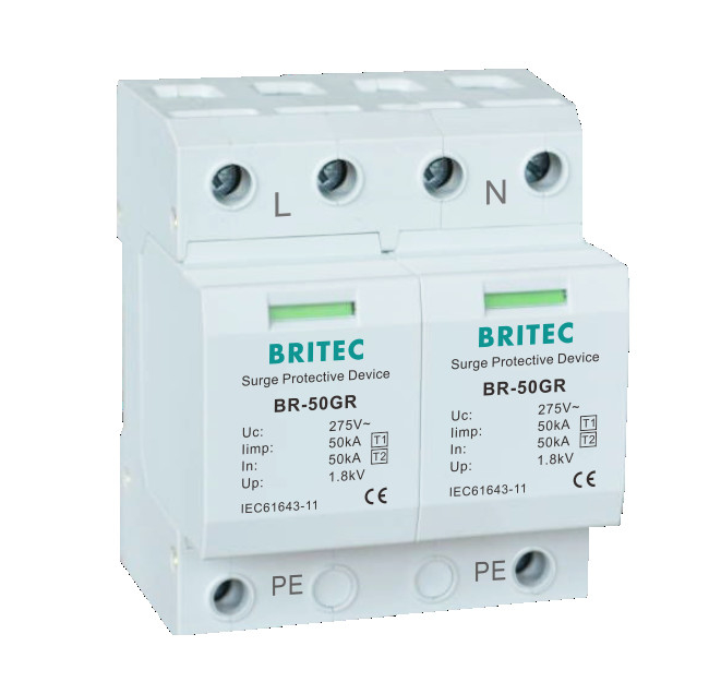 BR-50GR 2P 50kA کلاس 1 دستگاه های حفاظت از نوسانات نوع 1 AC Suppressor Surge Spd