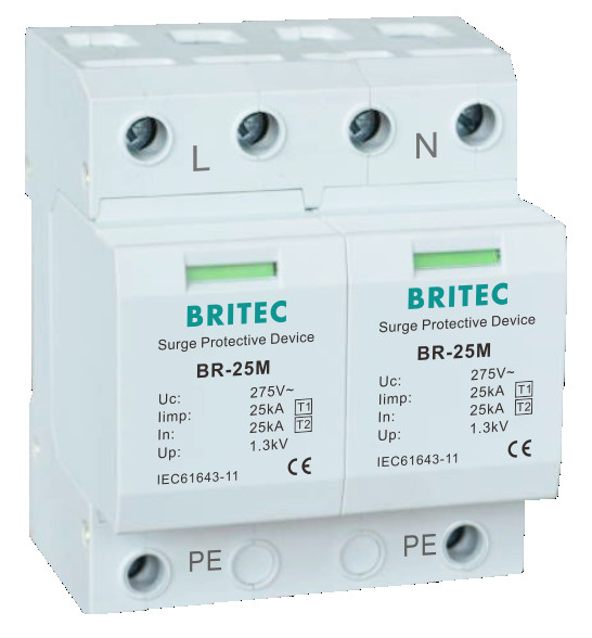 BR-25M 2P Type1 دستگاه حفاظت از نوسانات برقگیر SPD T1 ولتاژ کم