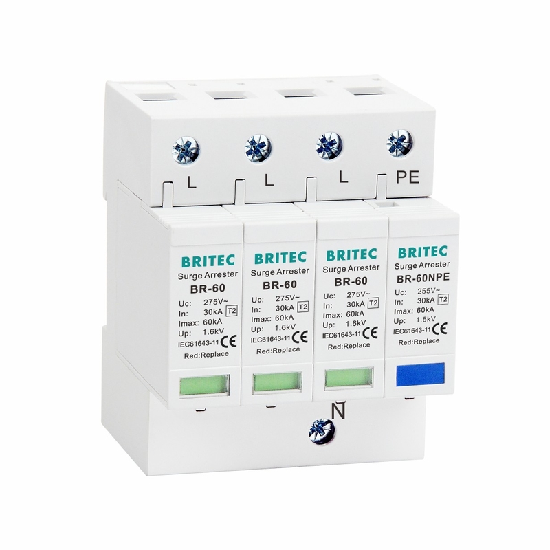 60KA Type 2 Protection Surge Protector T2 Class II 3P+NPE Surge Protector