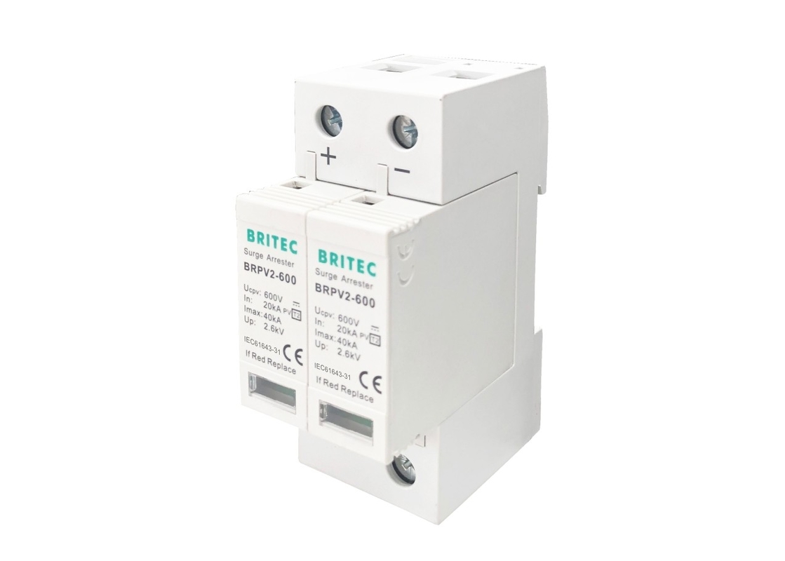 DC600V 2P 40KA فتوولتائیک PV برقگیر نوع 2 محافظ صاعقه ولتاژ پایین