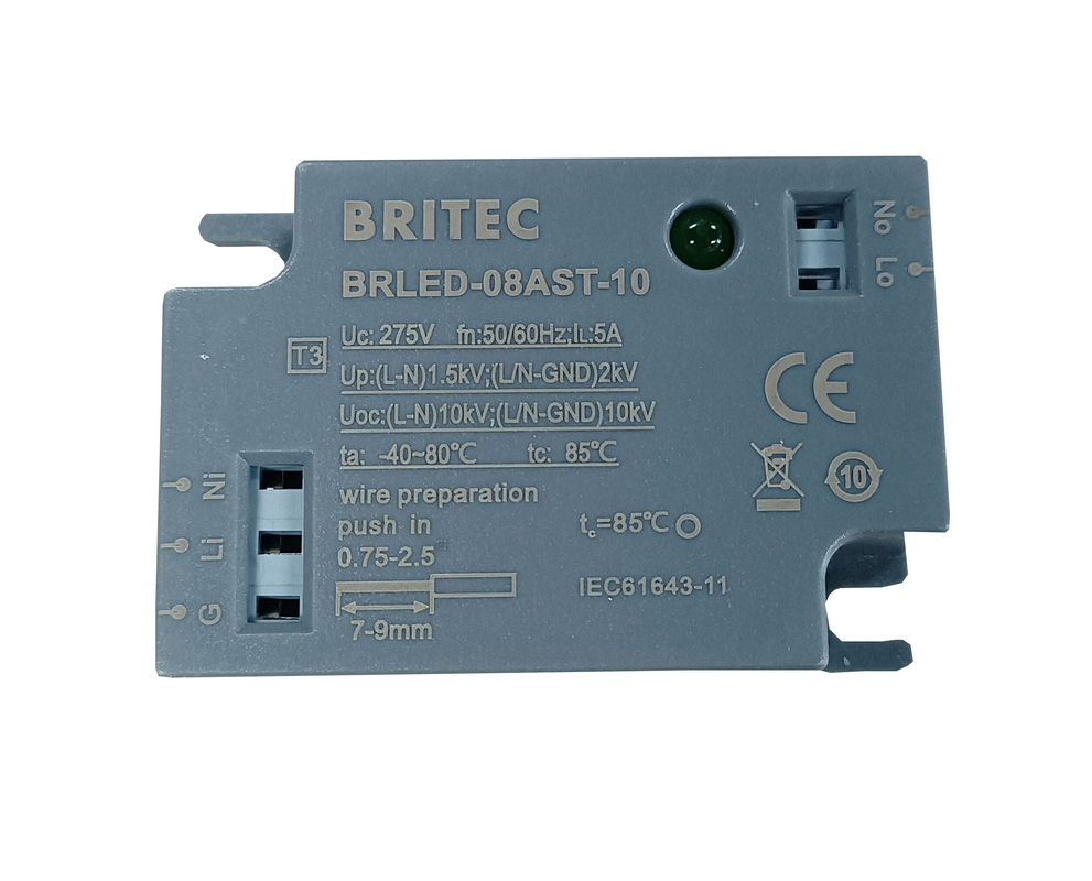 BRLED-08AST-10 دستگاه محافظ افزایش برای روشنایی 10kA چراغ خیابانی LED
