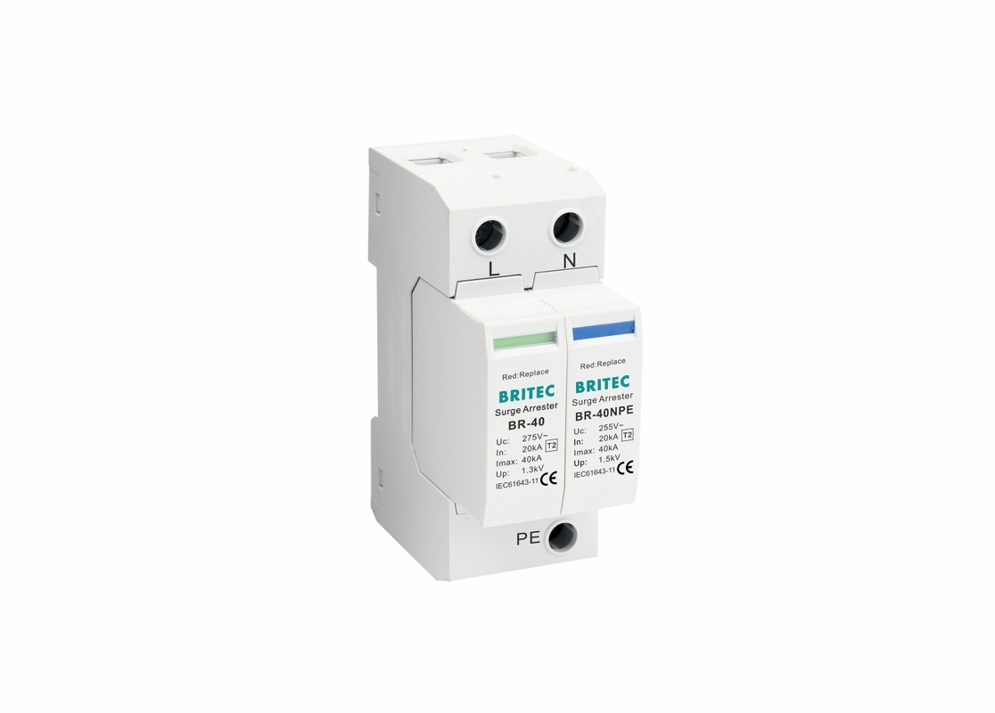 TVSS 150V / 275V / 320V / 385V / 440V 40KA دین ریل قدرت برق حفاظت از تورم بازدارنده تک فاز